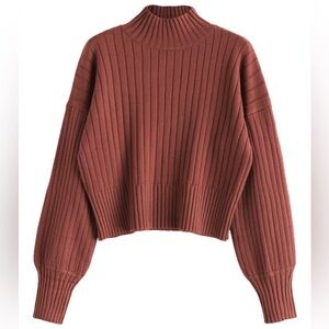 Zaful Ribbed Rusty Rose Chunky Turtleneck Sweater Small/Medium One size